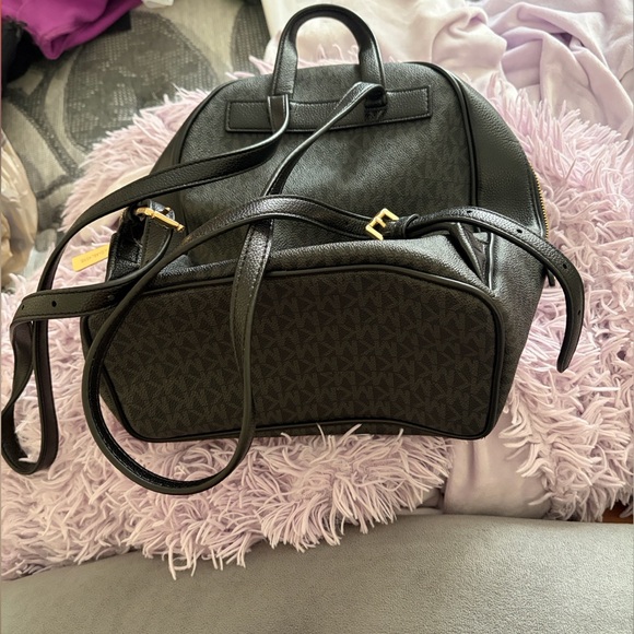 Michael Kors Black MK Logo Dome Backpack with Gold Hardware - Picture 2 of 4